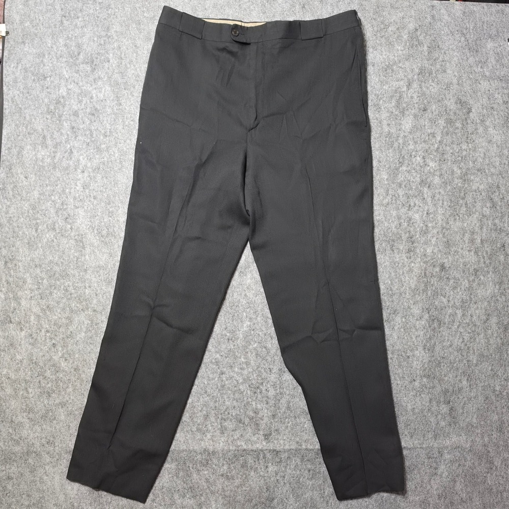 Zanella Mens Black Dress Pants Flat Front Tapered Trousers Slacks Size 36x30